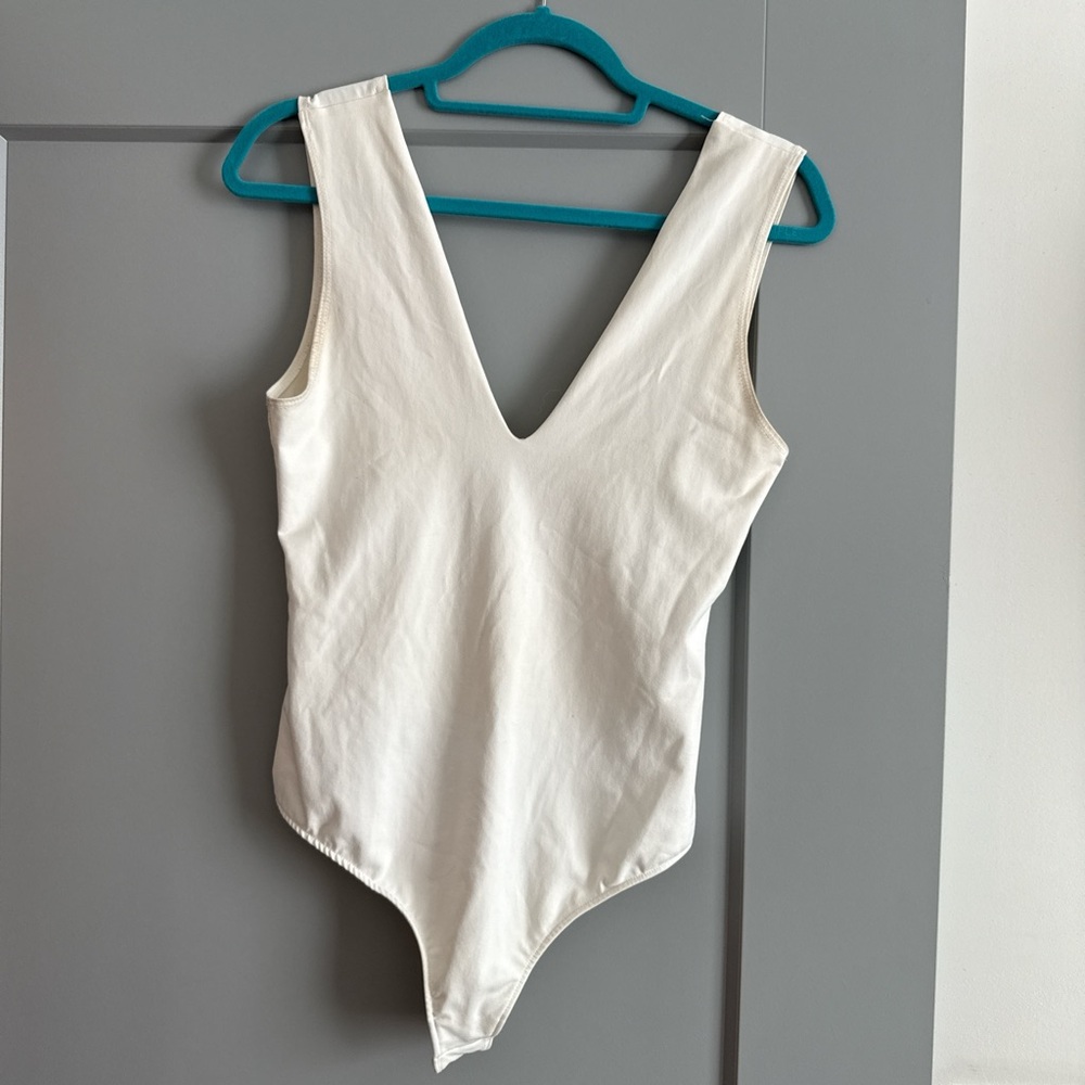 Free People Cream V-Neck Bodysuit